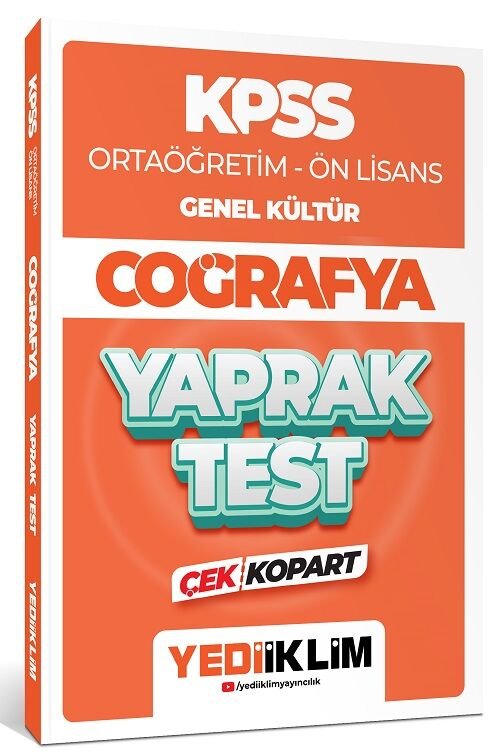 SÜPER FİYAT - Yediiklim 2024 KPSS Lise Ortaöğretim Ön Lisans Coğrafya Yaprak Test Çek Kopart Yediiklim Yayınları