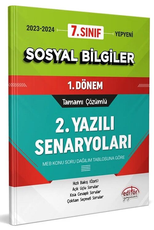 Editör 7. Sınıf Sosyal Bilgiler 1. Dönem Ortak Sınav 2. Yazılı Senaryoları Editör Yayınları