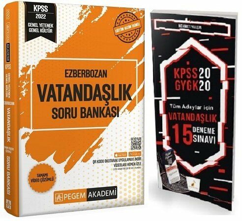 SÜPER FİYAT - Pegem 2022 KPSS Vatandaşlık Ezberbozan Soru + Pelikan 15 Deneme 2 li Set Pegem + Pelikan Yayınları