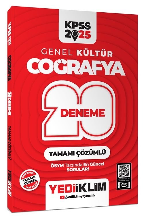 Yediiklim 2025 KPSS Coğrafya 20 Deneme Çözümlü Yediiklim Yayınları