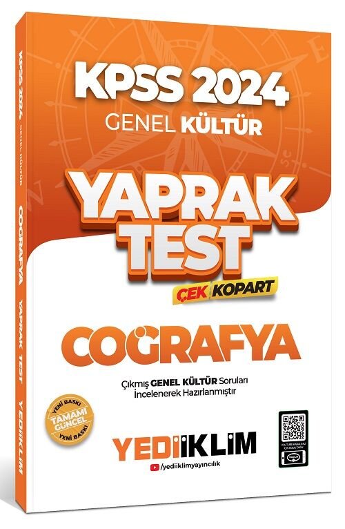 Yediiklim 2024 KPSS Coğrafya Yaprak Test Çek Kopart Yediiklim Yayınları