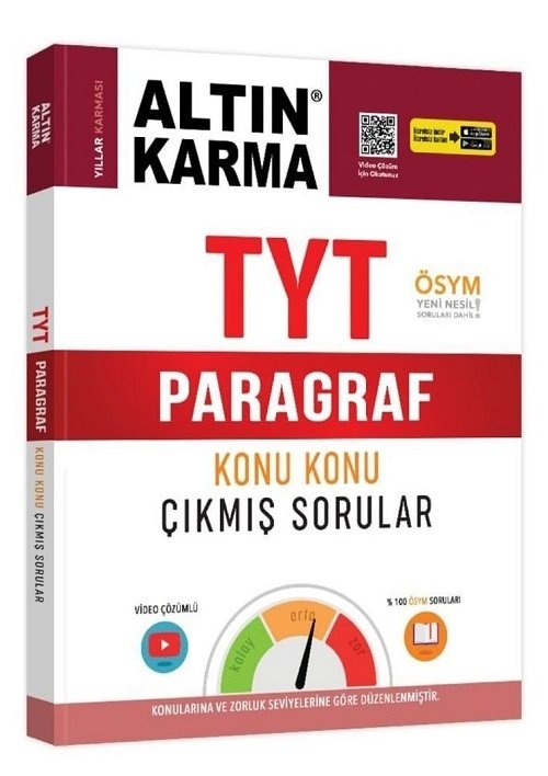 Altın Karma YKS TYT Paragraf Konu Konu Çıkmış Sorular Video Çözümlü Altın Karma Yayınları