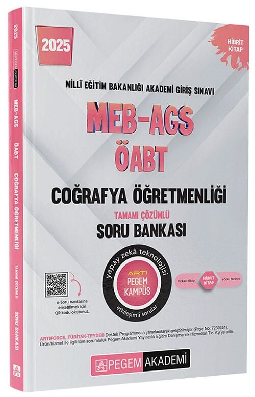 Pegem 2025 ÖABT MEB-AGS Coğrafya Öğretmenliği Soru Bankası Çözümlü Pegem Akademi Yayınları