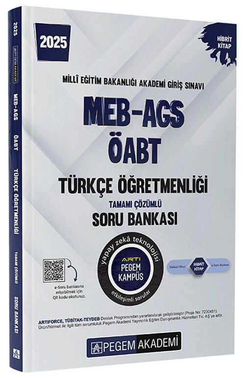 Pegem 2025 ÖABT MEB-AGS Türkçe Öğretmenliği Soru Bankası Çözümlü Pegem Akademi Yayınları