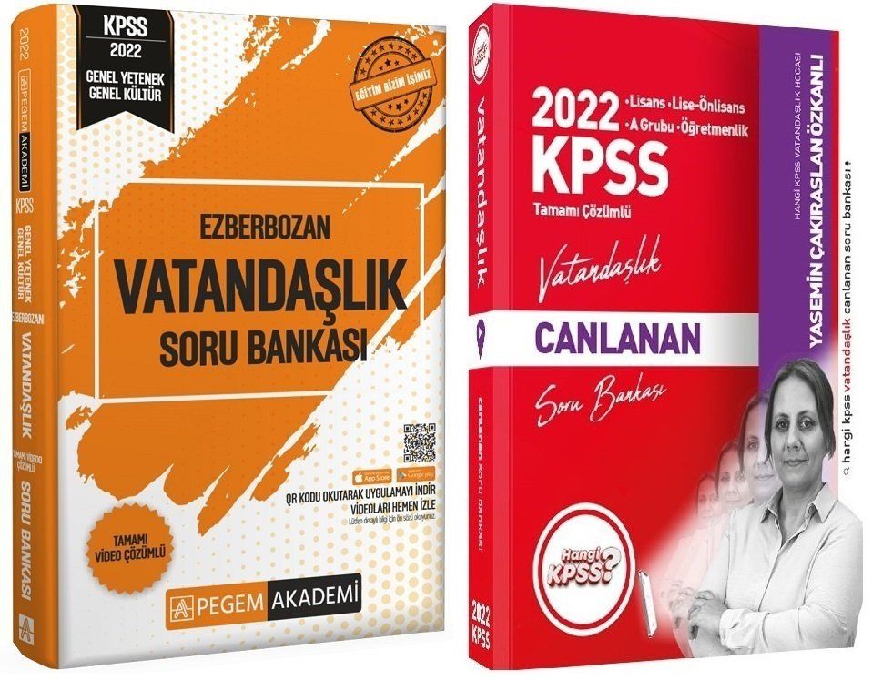 SÜPER FİYAT - Pegem + Hangi KPSS 2022 KPSS Vatandaşlık Ezberbozan Soru 2 li Set Pegem + Hangi KPSS Yayınları