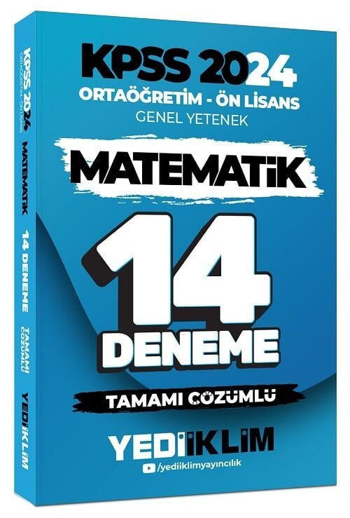 Yediiklim 2024 KPSS Lise Ortaöğretim Ön Lisans Matematik 14 Deneme Çözümlü Yediiklim Yayınları