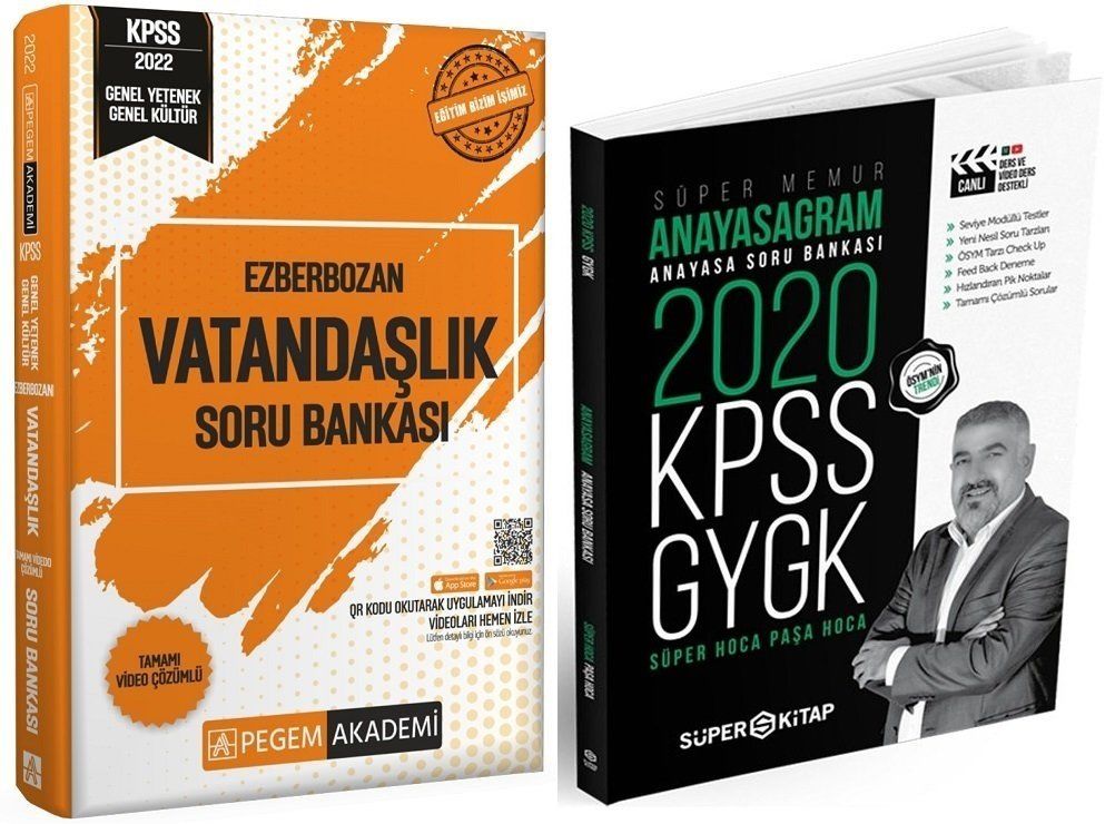 SÜPER FİYAT - Pegem + Süper Kitap 2022 KPSS Ezberbozan Vatandaşlık Soru 2 li Set Pegem + Süper Kitap Yayınları