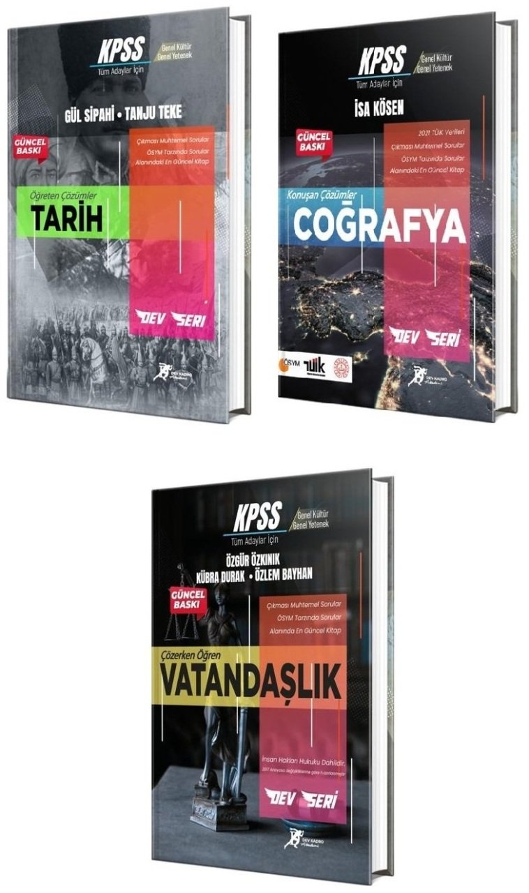 SÜPER FİYAT - Dev Kadro KPSS Tarih+Coğrafya+Vatandaşlık Soru 3 lü Set Dev Kadro Akademi Yayınları