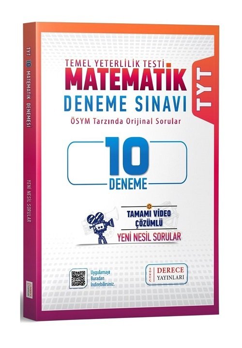 Derece YKS TYT Matematik 10 Deneme Video Çözümlü Derece Yayınları