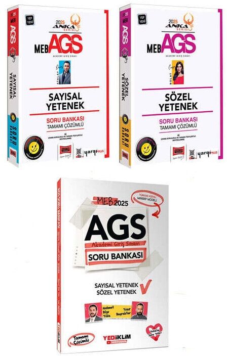 Yargı + Yediiklim 2025 MEB-AGS Sözel + Sayısal Yetenek Soru Bankası 3 lü Set Yargı + Yediiklim Yayınları