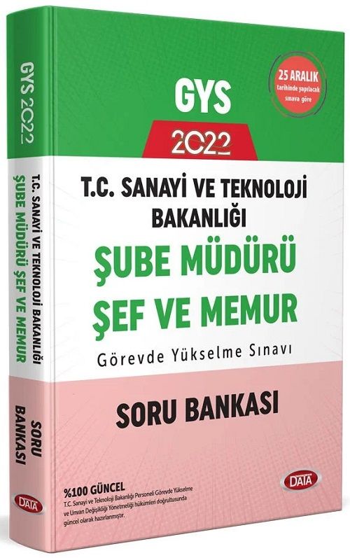 Data 2022 GYS Sanayi ve Teknoloji Bakanlığı Şube Müdürü, Şef, Memur Soru Bankası Görevde Yükselme Data Yayınları