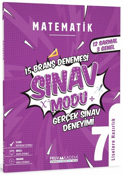 Pruva Akademi 7. Sınıf Matematik Sınav Modu 15 Deneme Pruva Akademi