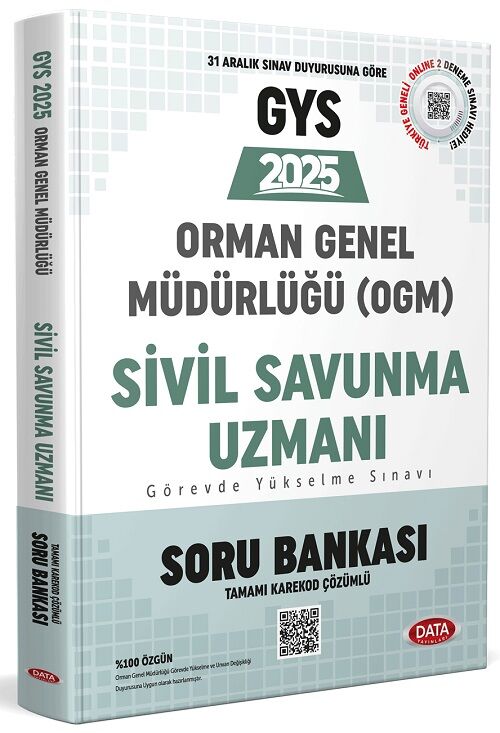 Data 2025 GYS Orman Genel Müdürlüğü Sivil Savunma Uzmanı Soru Bankası Çözümlü Görevde Yükselme Data Yayınları