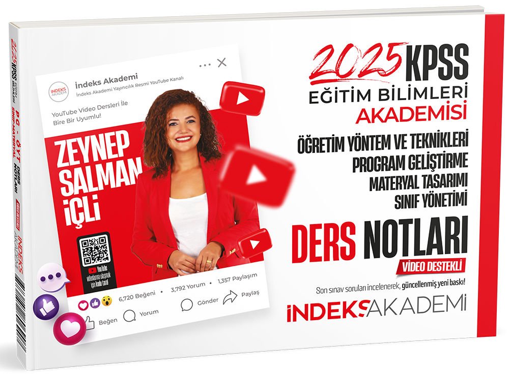 İndeks Akademi 2025 KPSS Eğitim Bilimleri Akademisi Öğretim Yöntem ve Teknikleri, Program Geliştirme Video Ders Notları - Zeynep Salman İçli İndeks Akademi Yayıncılık