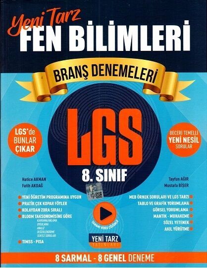 Yeni Tarz 8. Sınıf LGS Fen Bilimleri Branş Denemeleri Video Çözümlü Yeni Tarz Yayınları