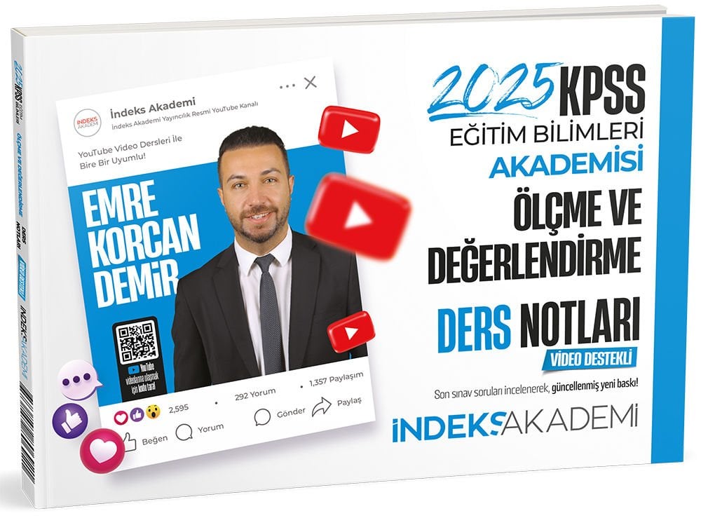 İndeks Akademi 2025 KPSS Eğitim Bilimleri Akademisi Ölçme ve Değerlendirme Video Ders Notları - Emre Korcan Demir İndeks Akademi Yayıncılık