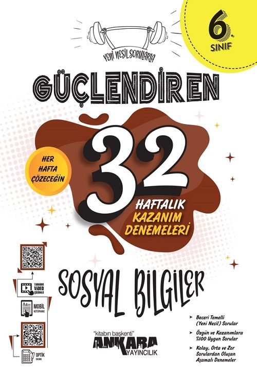 Ankara Yayıncılık 6. Sınıf Sosyal Bilgiler Güçlendiren 32 Haftalık Kazanım Denemeleri Ankara Yayıncılık