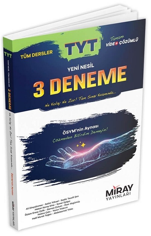 Miray YKS TYT Tüm Dersler 3 Deneme Çözümlü Miray Yayınları