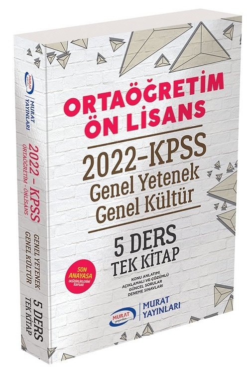 SÜPER FİYAT - Murat 2022 KPSS Lise Ortaöğretim Ön Lisans Konu Anlatımlı 5 Ders Tek Kitap Murat Yayınları