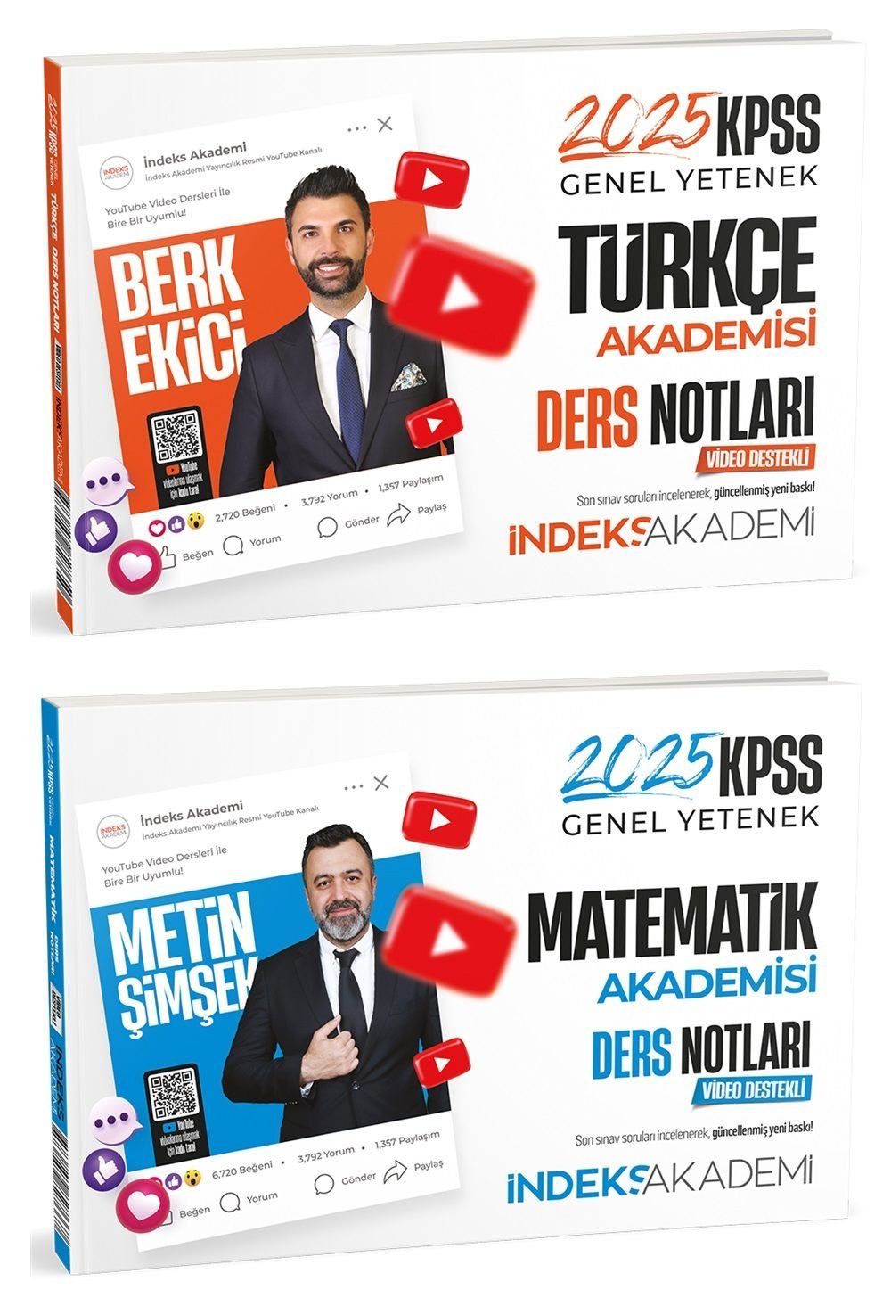 İndeks Akademi 2025 KPSS Türkçe+Matematik Akademisi Video Ders Notları 2 li Set İndeks Akademi Yayıncılık