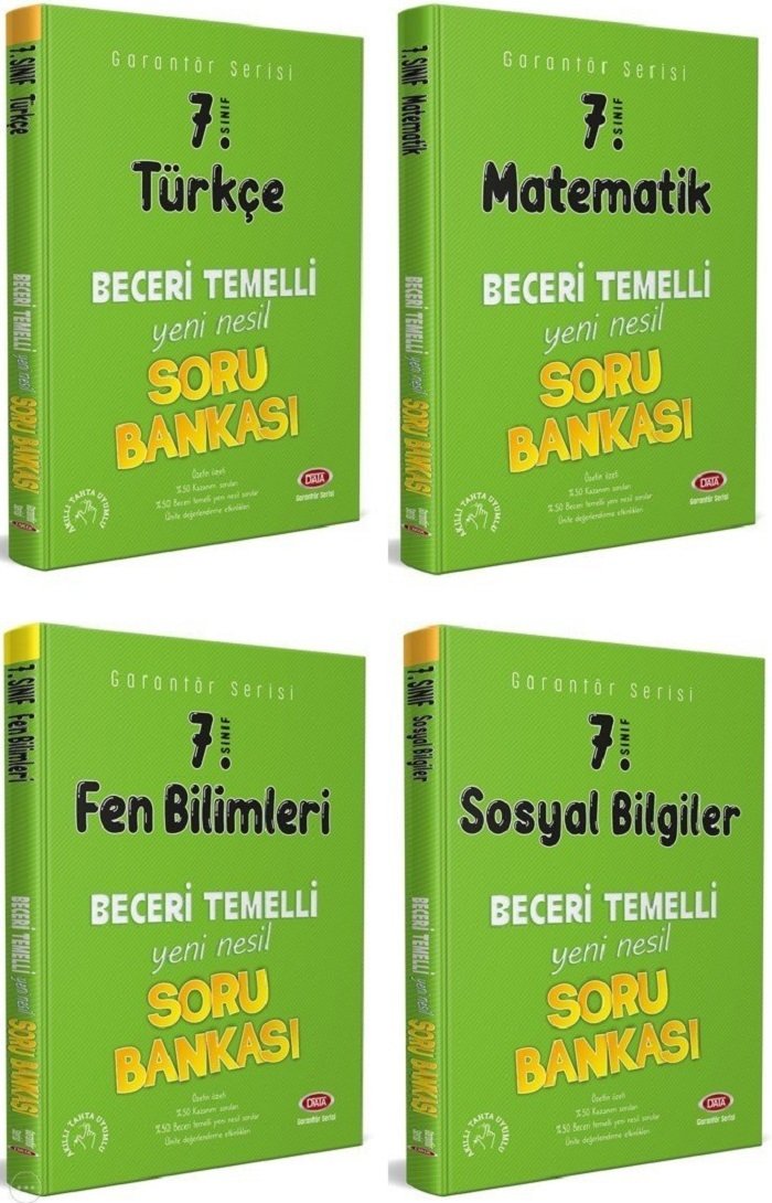 Data 7. Sınıf Garantör Beceri Temelli Soru Bankası Seti (4 Kitap) Data Yayınları