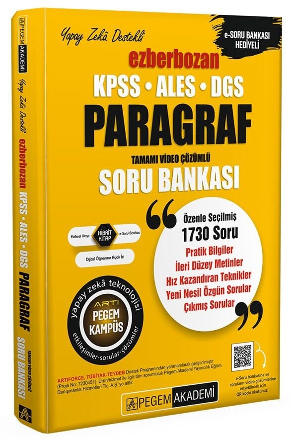 Pegem 2025 KPSS ALES DGS Paragraf Ezberbozan Soru Bankası Pegem Akademi Yayınları