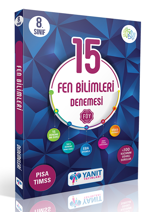 Yanıt 8. Sınıf Fen Bilimleri 15 Deneme Video Çözümlü Yanıt Yayınları