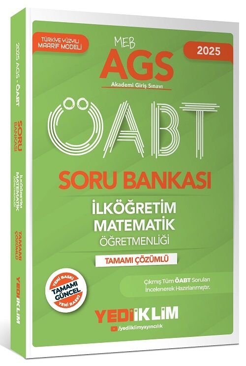 Yediiklim 2025 ÖABT MEB-AGS İlköğretim Matematik Öğretmenliği Soru Bankası Çözümlü Yediiklim Yayınları