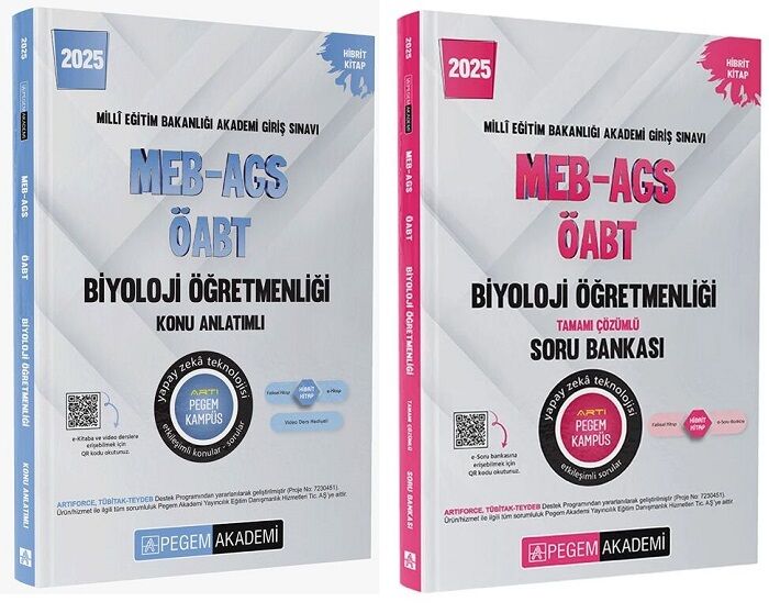 Pegem 2025 ÖABT MEB-AGS Biyoloji Öğretmenliği Konu + Soru Bankası 2 li Set Pegem Akademi Yayınları