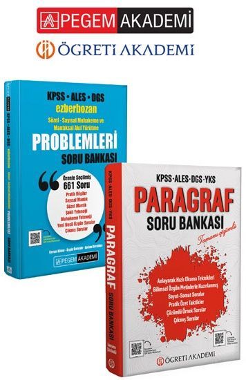 Pegem KPSS ALES DGS YKS Sözel-Sayısal Mantık ve Muhakeme Problemleri + Öğreti Paragraf Ezberbozan Soru 2 li Set Pegem + Öğreti Akademi Yayınları