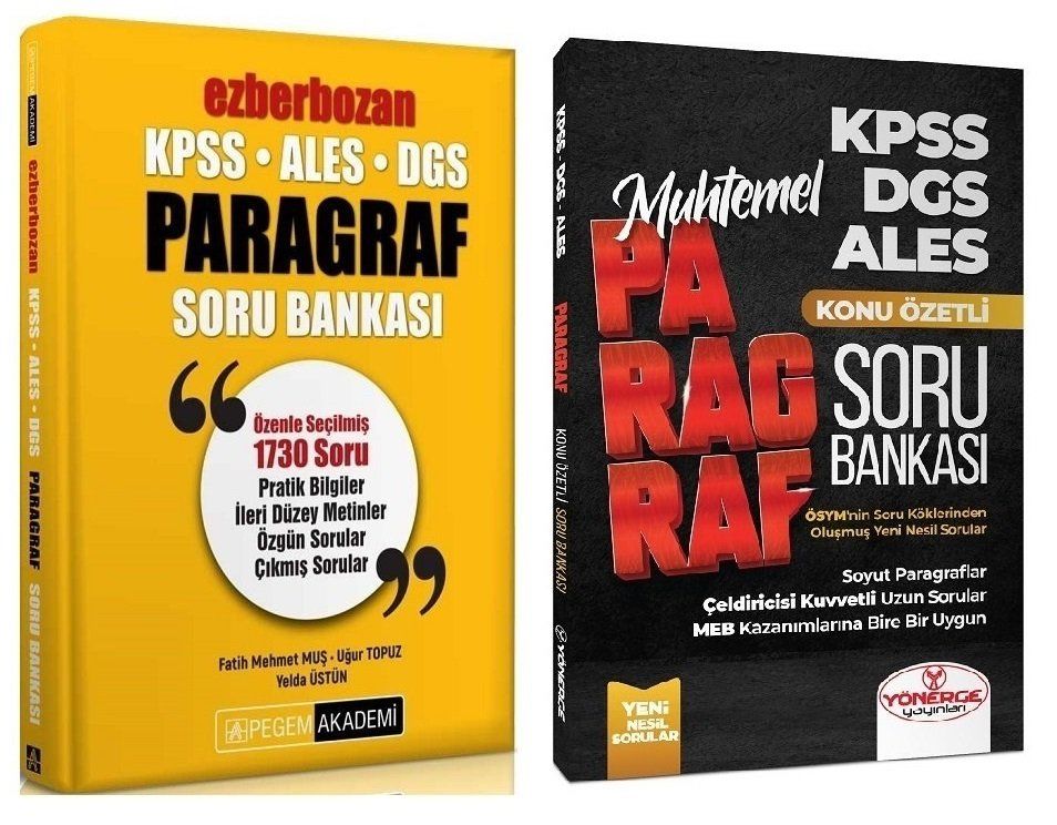 Pegem + Yönerge KPSS ALES DGS Paragraf Ezberbozan Soru 2 li Set Pegem + Yönerge Yayınları