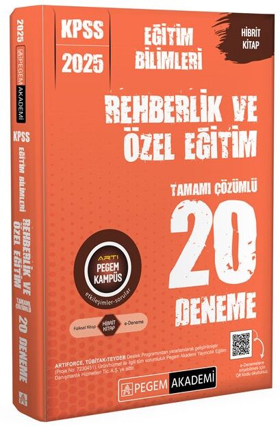 Pegem 2025 KPSS Eğitim Bilimleri Rehberlik ve Özel Eğitim 20 Deneme Çözümlü Pegem Akademi Yayınları