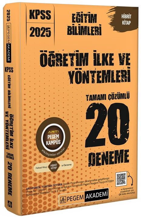 Pegem 2025 KPSS Eğitim Bilimleri Öğretim İlke ve Yöntemleri 20 Deneme Çözümlü Pegem Akademi Yayınları