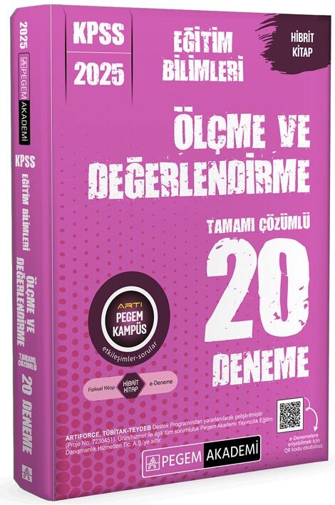 Pegem 2025 KPSS Eğitim Bilimleri Ölçme ve Değerlendirme 20 Deneme Çözümlü Pegem Akademi Yayınları