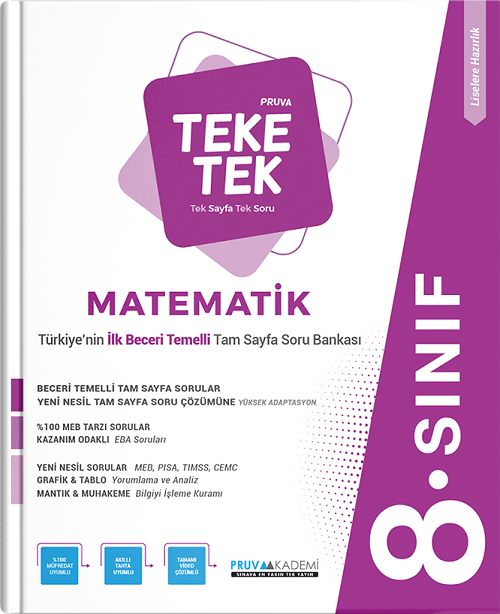 Pruva Akademi 8. Sınıf Matematik Teke Tek Soru Bankası Pruva Akademi