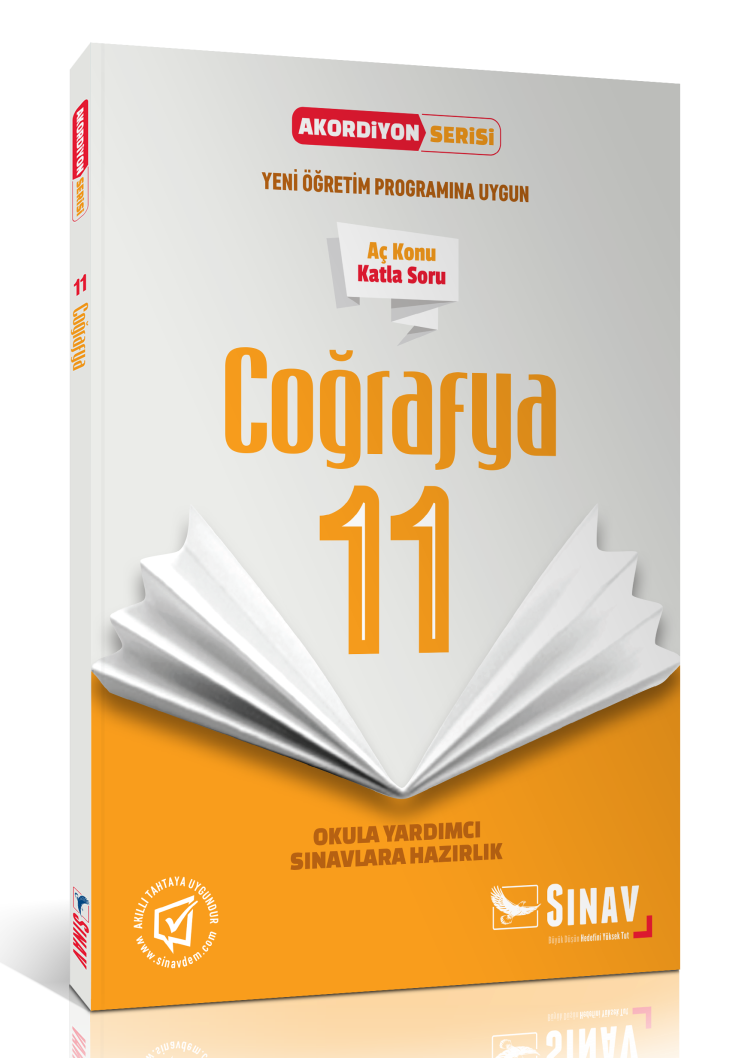 SÜPER FİYAT - Sınav 11. Sınıf Akordiyon Coğrafya Aç Konu Katla Soru Sınav Yayınları