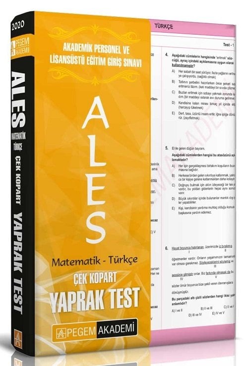 SÜPER FİYAT - Pegem 2020 ALES Yaprak Test Çek Kopar Pegem Akademi Yayınları