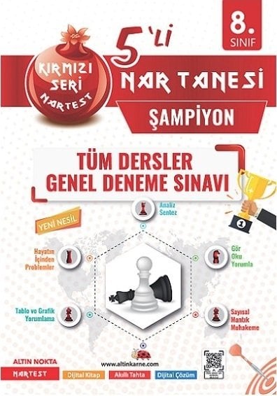 Nartest 8. Sınıf Tüm Dersler Nar Tanesi Şampiyon Kırmızı Seri 5 li Deneme Nartest Yayınları