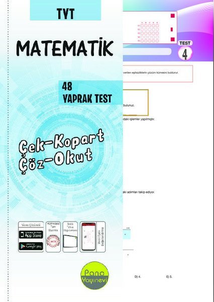 Pano YKS TYT Matematik 48 Yaprak Test Pano Yayınevi