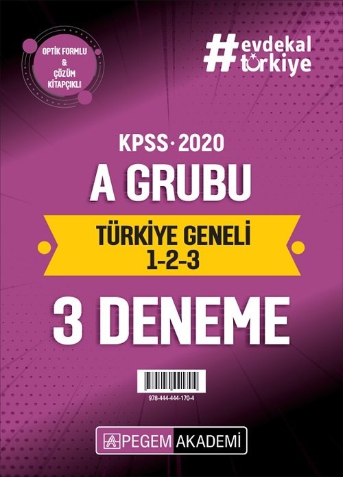 SÜPER FİYAT - Pegem 2020 KPSS A Grubu Türkiye Geneli 3 Deneme (1-2-3) Pegem Akademi Yayınları