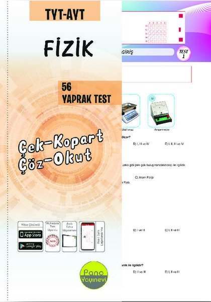 Pano YKS TYT AYT Fizik 56 Yaprak Test Pano Yayınevi