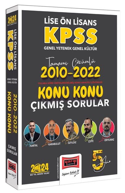 Yargı 2024 KPSS Lise Ön Lisans 5Yüz 2010-2022 Konu Konu Çıkmış Sorular Çözümlü Yargı Yayınları