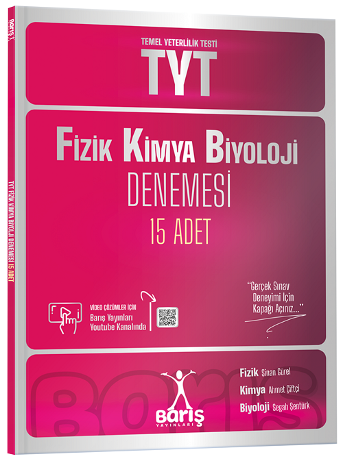 Barış YKS TYT FKB Fizik Kimya Biyoloji 15 Deneme Barış Yayınları