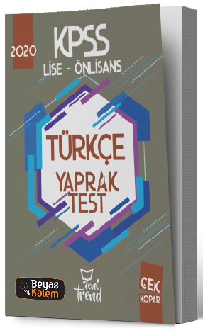 Yeni Trend 2020 KPSS Lise Ön Lisans Türkçe Yaprak Test Yeni Trend Yayınları