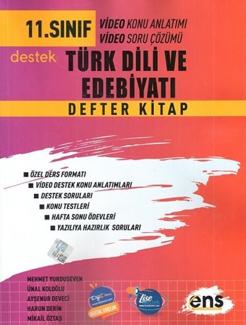 ENS Yayınları 11. Sınıf Türk Dili ve Edebiyatı Destek Defter Kitap ENS Yayınları