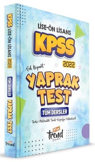 Yeni Trend 2022 KPSS Lise Ön Lisans Yaprak Test Çek Kopart Yeni Trend Yayınları