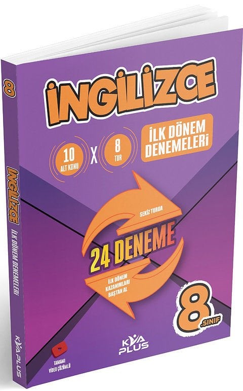 KVA Plus 8. Sınıf İngilizce 1. Dönem 24 Deneme Video Çözümlü KVA Plus Yayınları