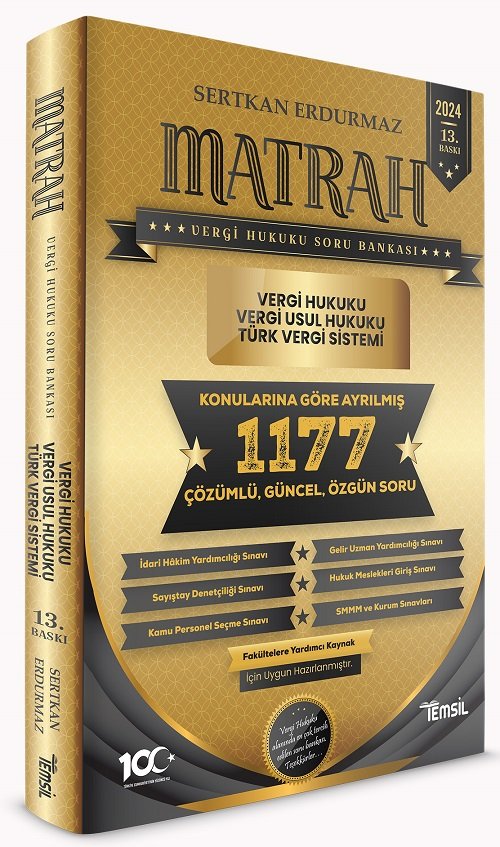 Temsil 2024 MATRAH Vergi Hukuku Soru Bankası Çözümlü 13. Baskı - Sertkan Erdurmaz Temsil Yayınları