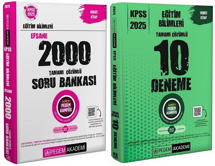 Pegem 2025 KPSS Eğitim Bilimleri EFSANE 2000 Soru Bankası + 10 Deneme 2 li Set Pegem Akademi Yayınları