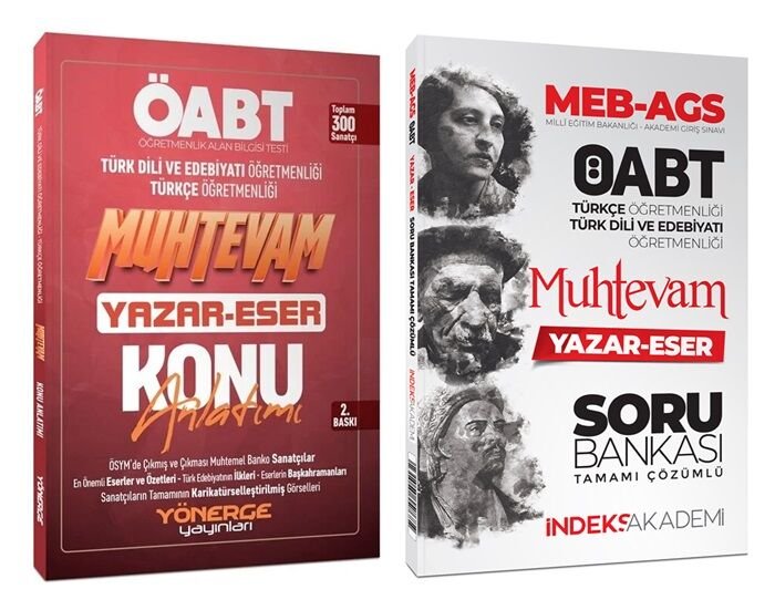 İndeks + Yönerge 2025 ÖABT MEB-AGS Türkçe-Türk Dili Edebiyatı Muhtevam Yazar Eser Konu + Soru 2 li Set İndeks Akademi + Yönerge Yayınları